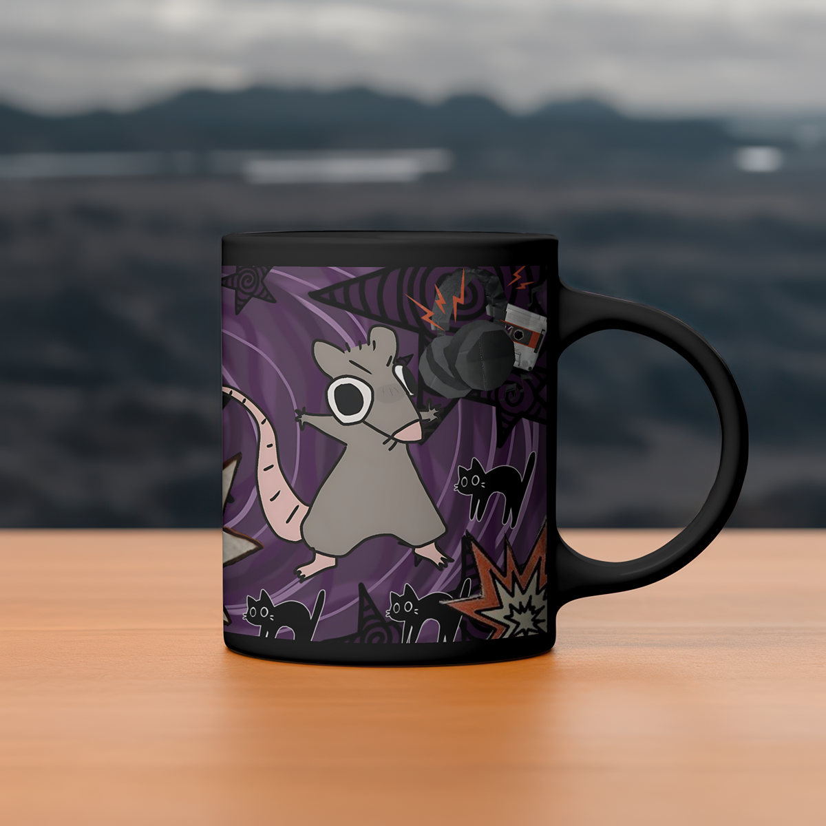 Dark Punk Rat Mug Spooky Cute Gothic Coffee Cup, Alt Art Mug, Emo Grunge Gift, Weirdcore Decor