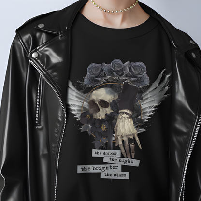 Gothic Skull Shirt - Dark Angel Skeleton Hand Graphic Tee