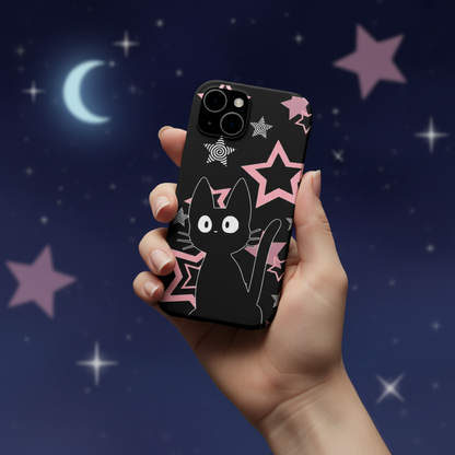 Cute Black Cat Phone Case - Kawaii Pastel Goth iPhone Cover