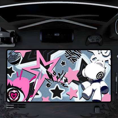 Kawaii Punk Mousepad - Pink Star Aesthetic Gaming Desk Mat