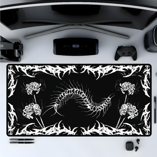 Gothic Centipede Mousepad XL - Dark Floral Horror Gaming Mat