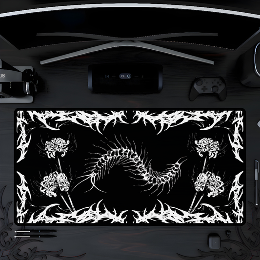Gothic Centipede Mousepad XL - Dark Floral Horror Gaming Mat