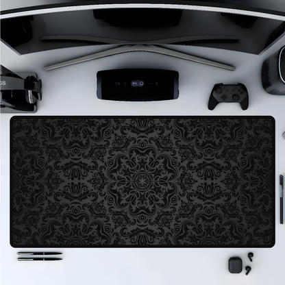 Black Damask Gothic Mousepad - Dark Academia Desk Mat