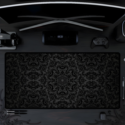 Black Damask Gothic Mousepad - Dark Academia Desk Mat