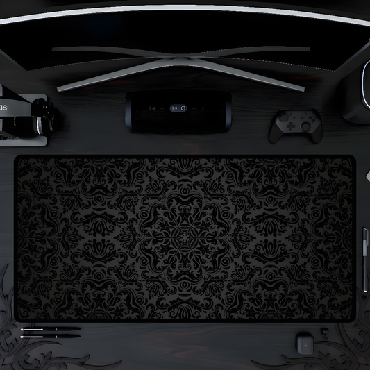 Black Damask Gothic Mousepad - Dark Academia Desk Mat