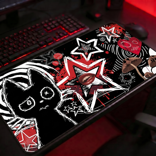 Alt Grunge Desk Mat — Black Red Aesthetic Gaming Setups
