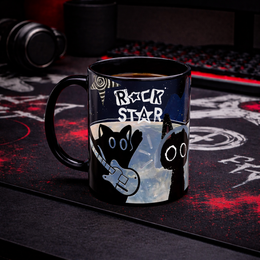 Rockstar Cat Mug — Grunge Space Coffee Cup