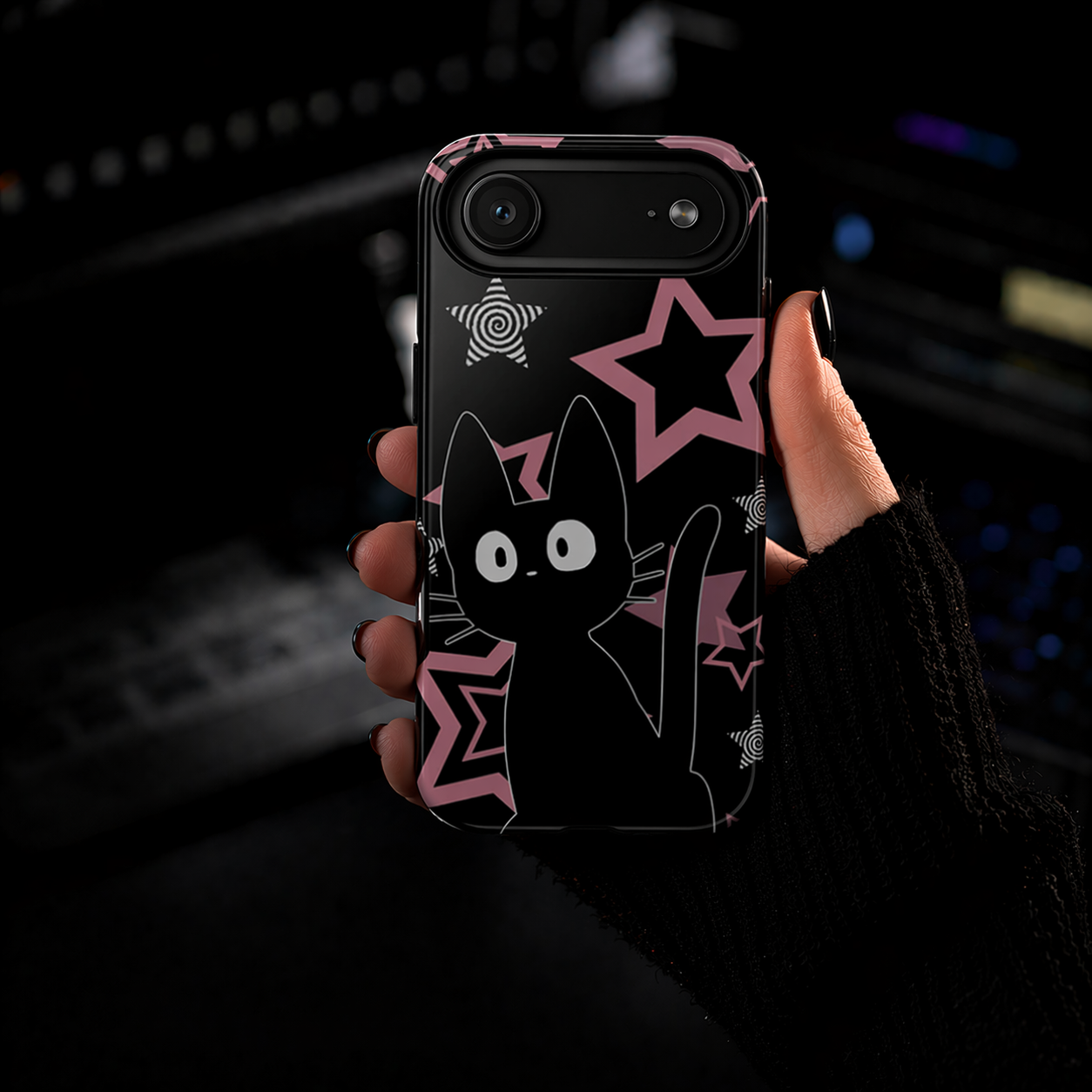 Cute Black Cat Phone Case | Kawaii Pastel Goth Design | NekoStyleStudio