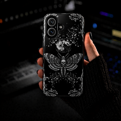 Gothic Moth Phone Case | Skull Butterfly Moon Cover | NekoStyleStudio