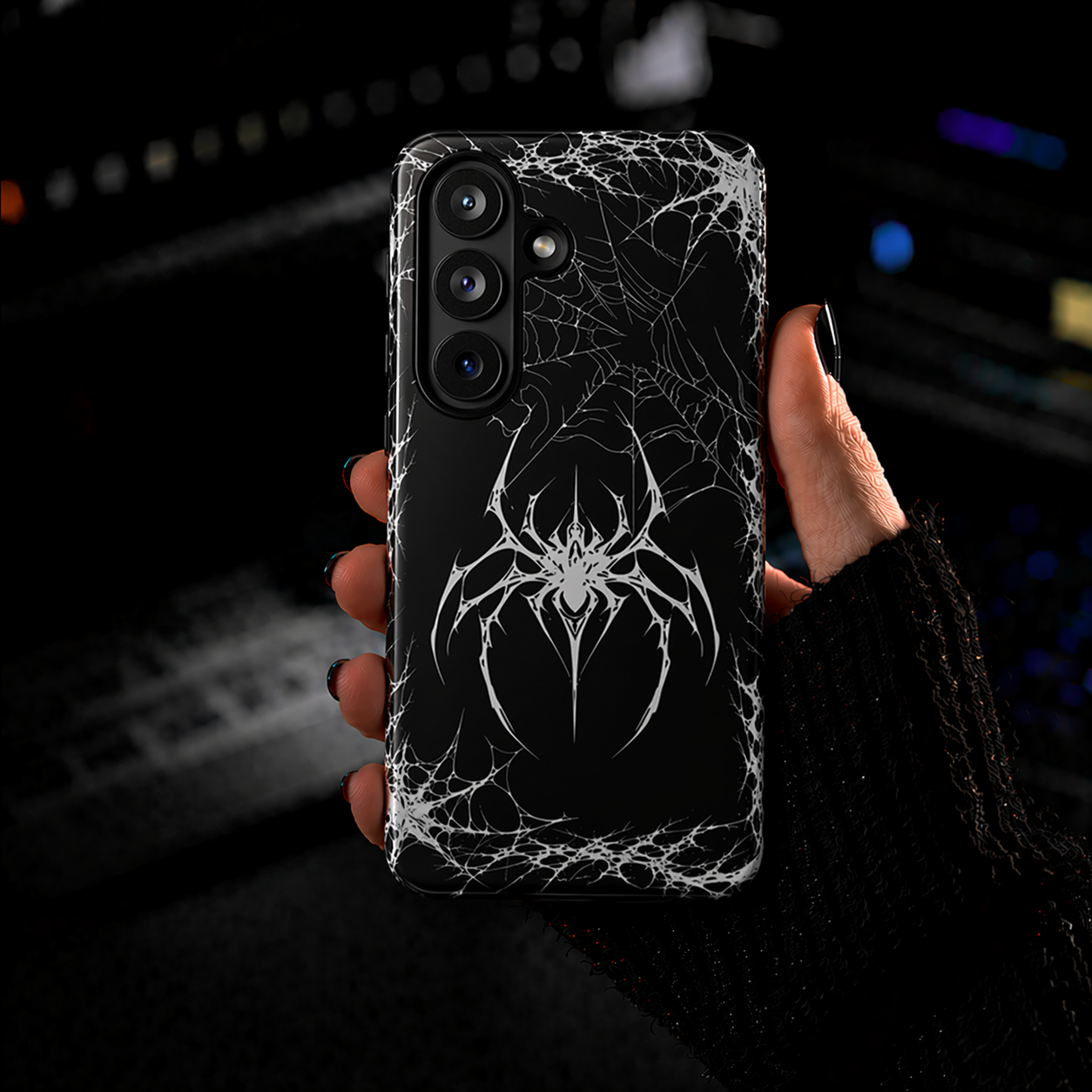 Gothic Spider Phone Case | Dark Aesthetic Web Design | NekoStyleStudio