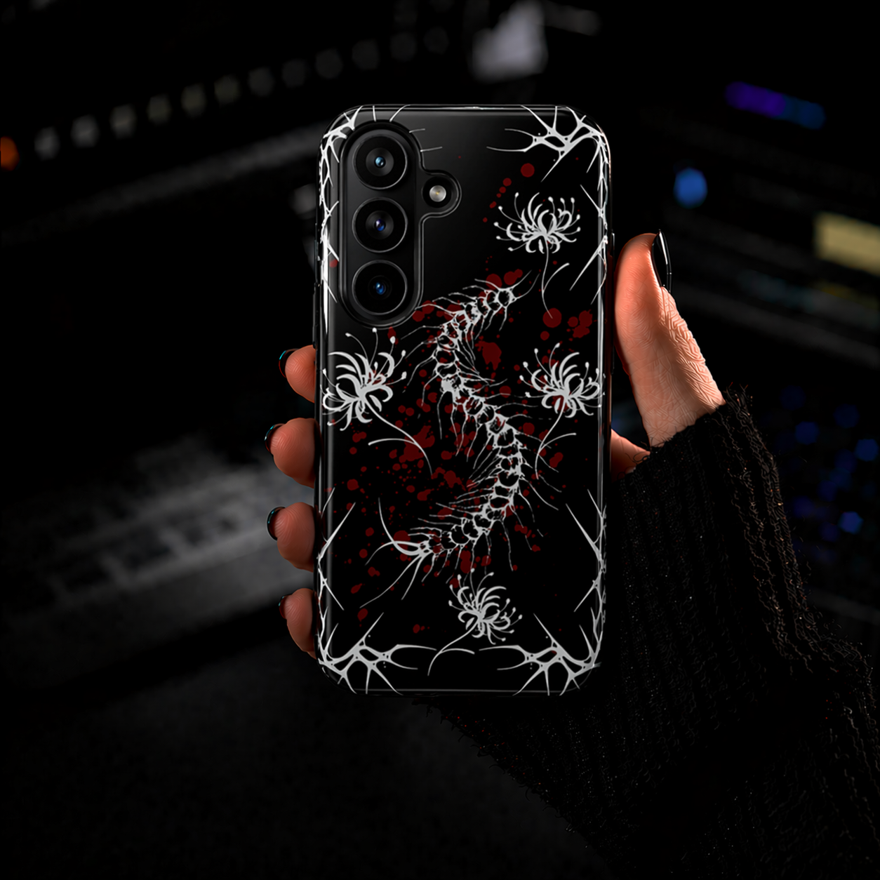Gothic Centipede Phone Case | Blood Splatter Design | NekoStyleStudio
