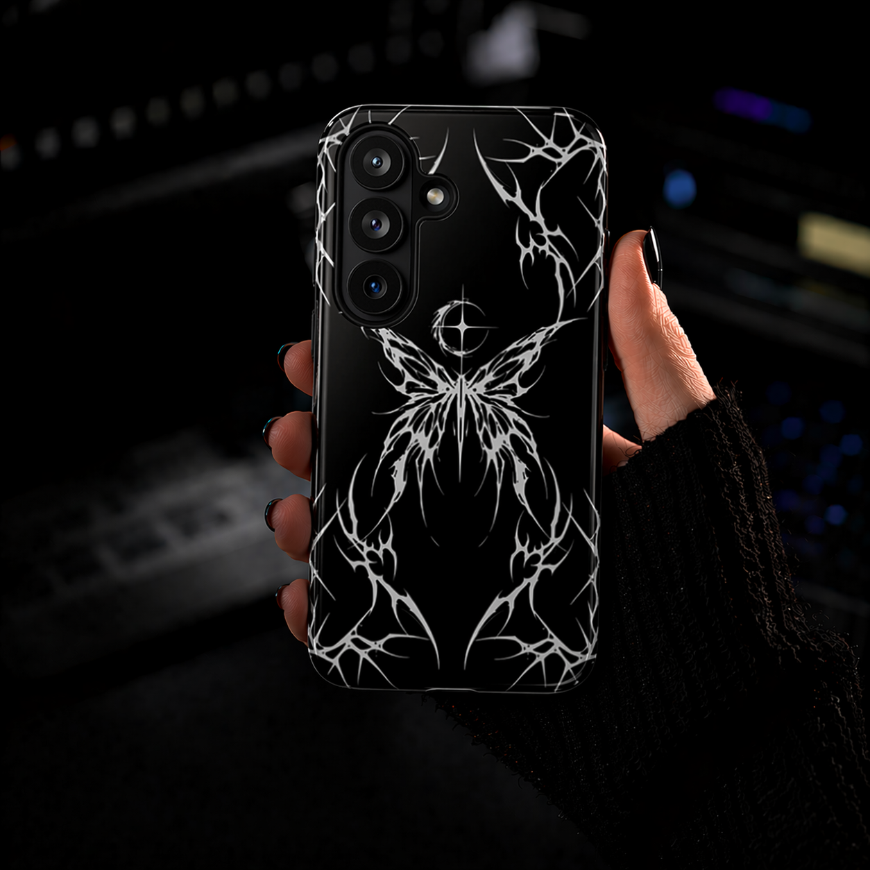 Gothic Butterfly Phone Case | Dark Tribal Goth | NekoStyleStudio