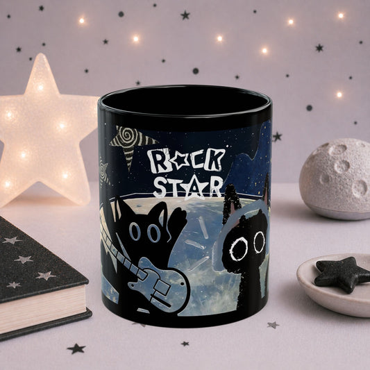 Rockstar Cat Mug — Grunge Space Coffee Cup