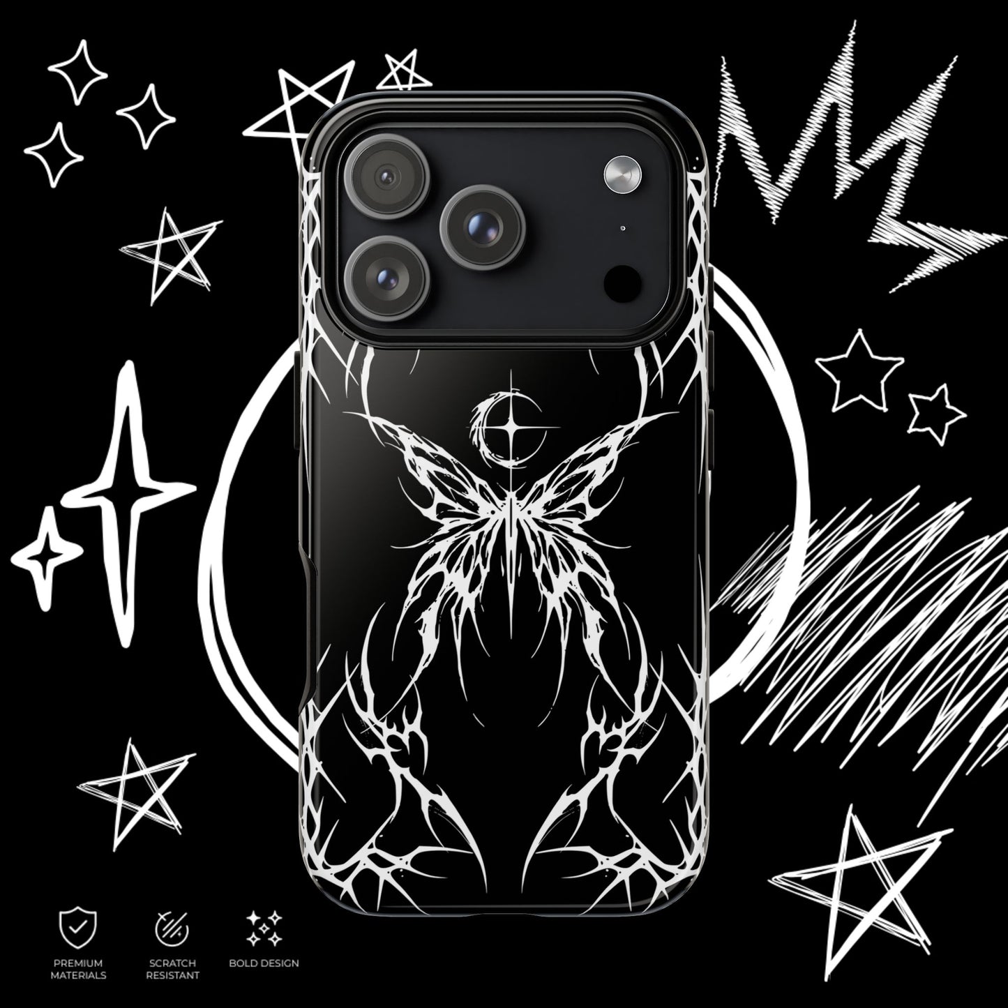 Gothic Butterfly Phone Case | Dark Tribal Goth | NekoStyleStudio