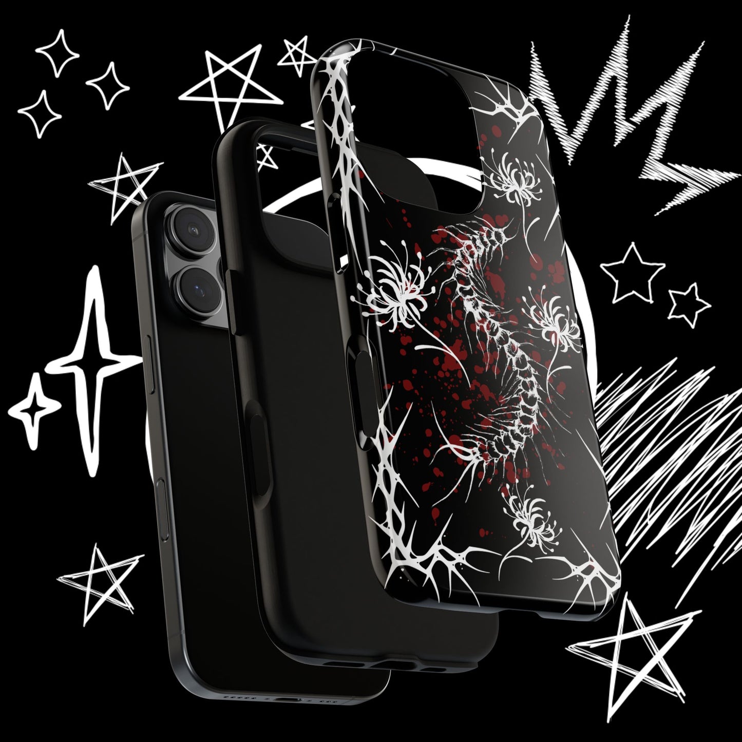 Gothic Centipede Phone Case | Blood Splatter Design | NekoStyleStudio