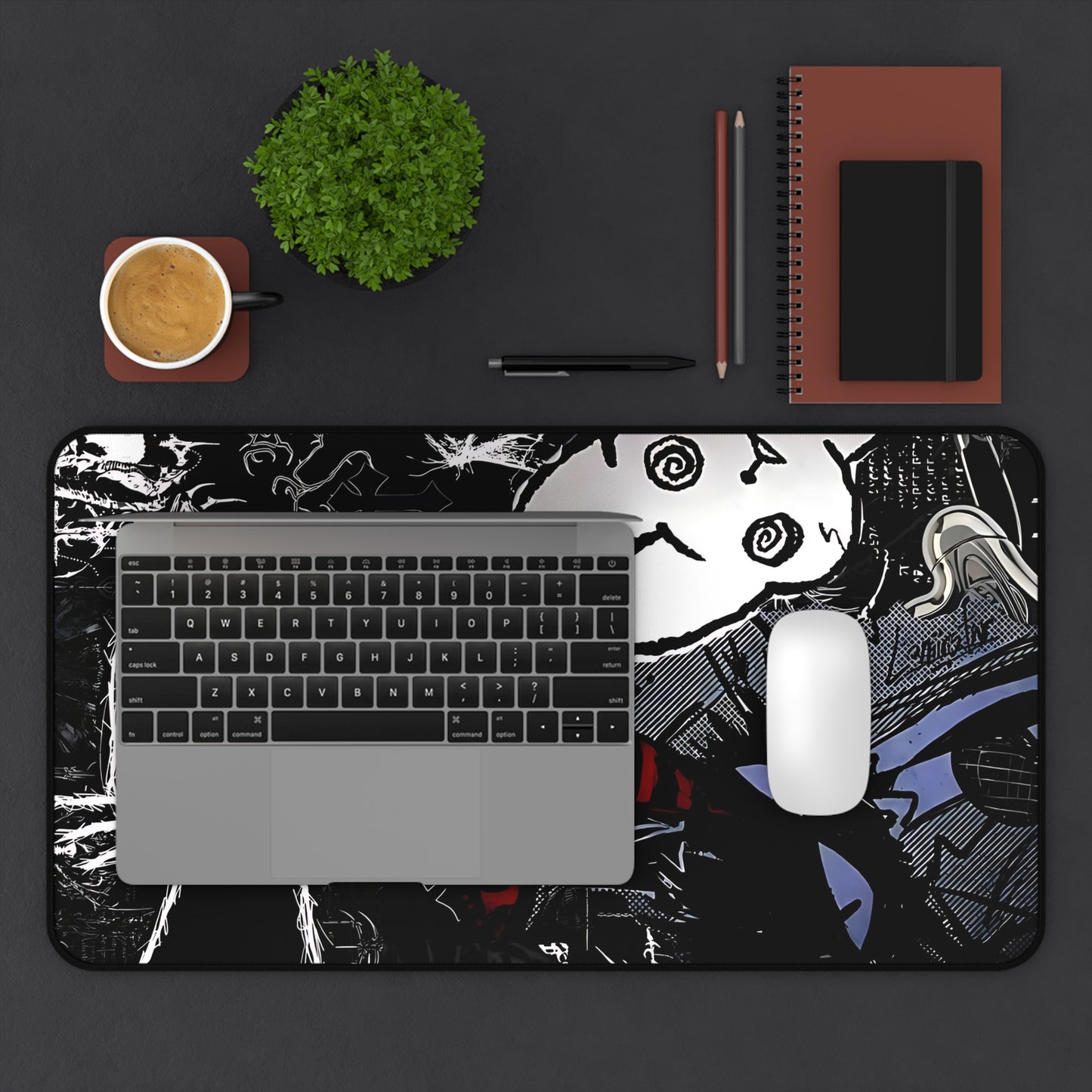 Dark Punk Anime Mousepad XL - Creepy Cat Gaming Desk Mat