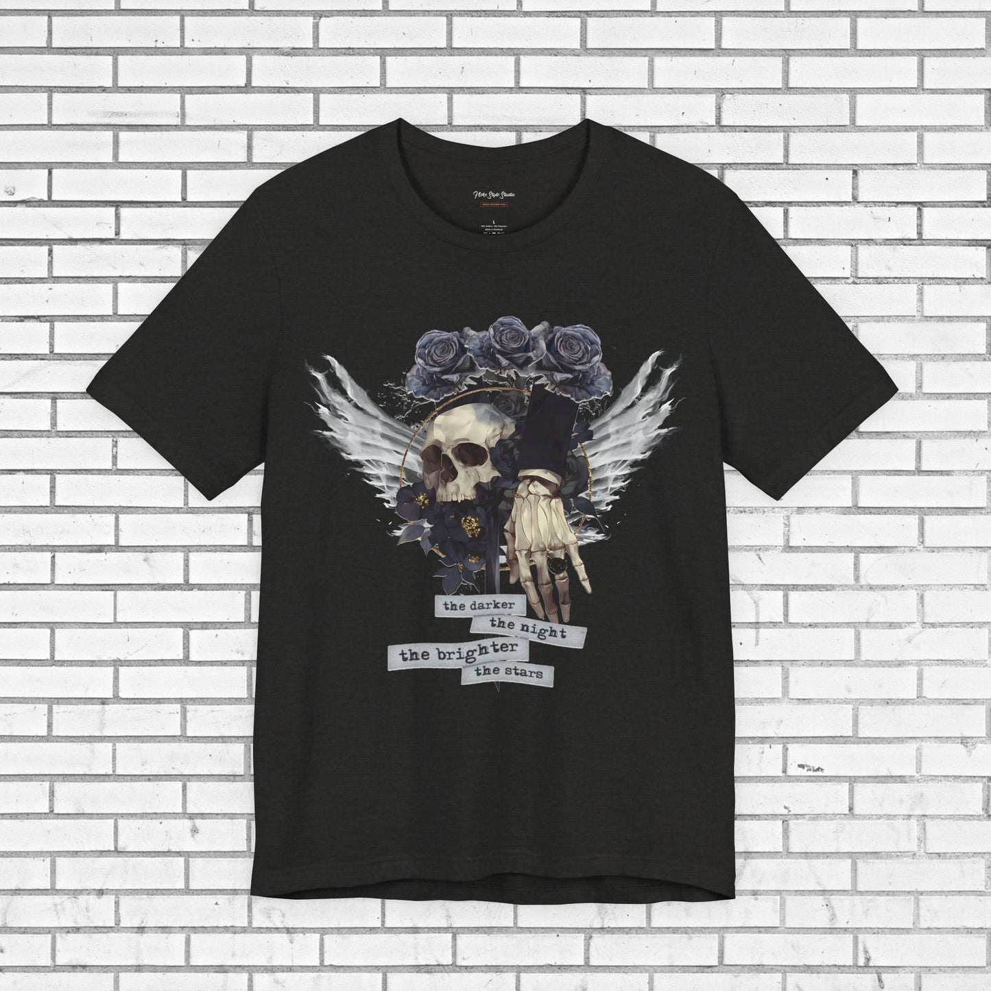 Gothic Skull Shirt - Dark Angel Skeleton Hand Graphic Tee