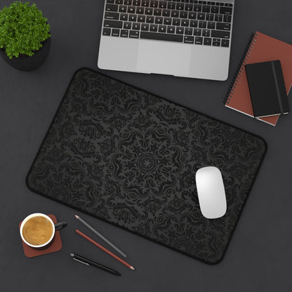 Black Damask Gothic Mousepad - Dark Academia Desk Mat