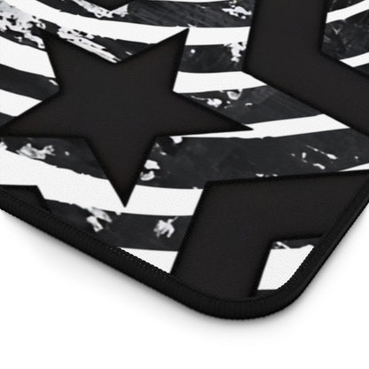 Dark Punk Cat Desk Mat Grunge Cat Mouse Pad Alt Aesthetic Desk Mat with Scribble Art, Spiral Eyes, Gothic Dark Gamer Gift Indie Setup