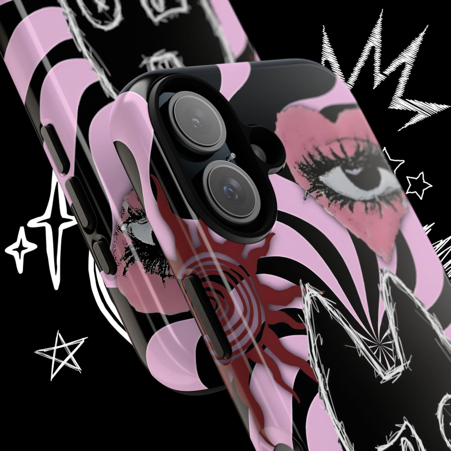 Dark Punk Phone Case | Gothic Kawaii Cat Cover | NekoStyleStudio