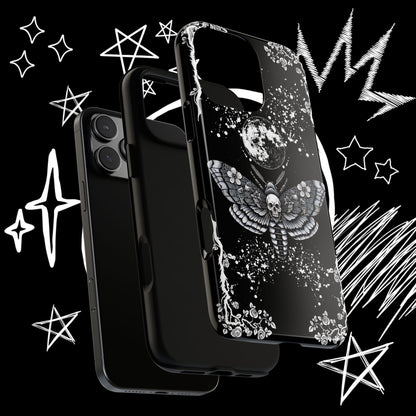Gothic Moth Phone Case | Skull Butterfly Moon Cover | NekoStyleStudio