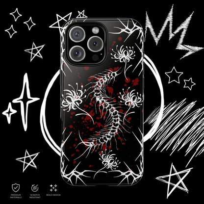 Gothic Centipede Phone Case | Blood Splatter Design | NekoStyleStudio