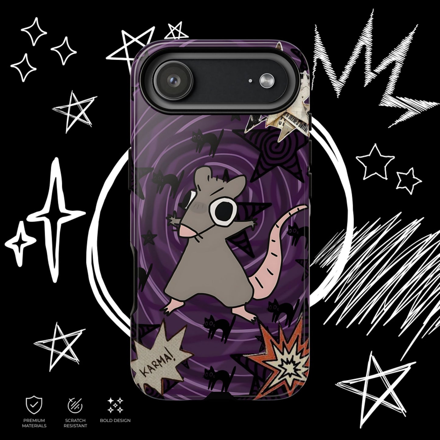 Karma Rat Phone Case | Weirdcore Grunge Purple | NekoStyleStudio
