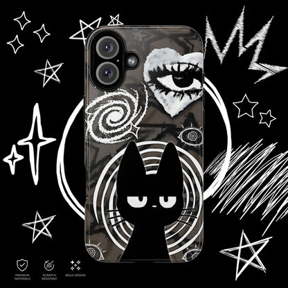 Gothic Cat & Mystical Eye Phone Case – iPhone 17 – Glossy Finish | NekoStyleStudio