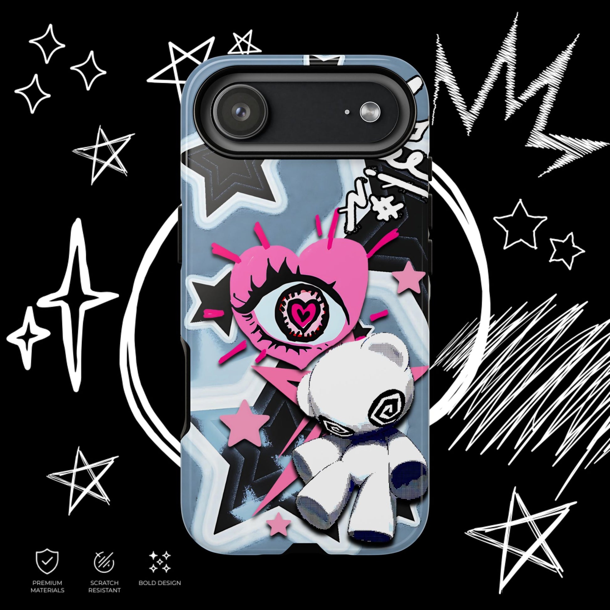 Kawaii Punk Phone Case — Pastel Alt Teddy Bear Cover