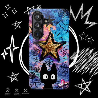 Black Cat Phone Case | Aesthetic Star Cover | NekoStyleStudio