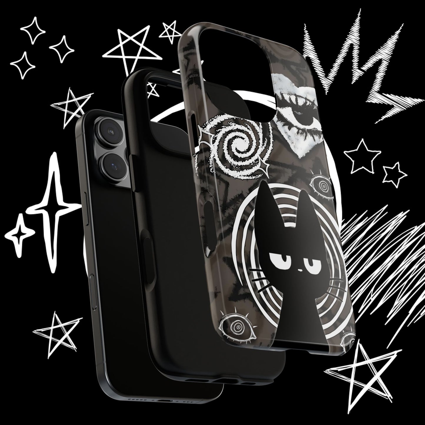 Gothic Cat & Mystical Eye Phone Case | Dark Punk | NekoStyleStudio
