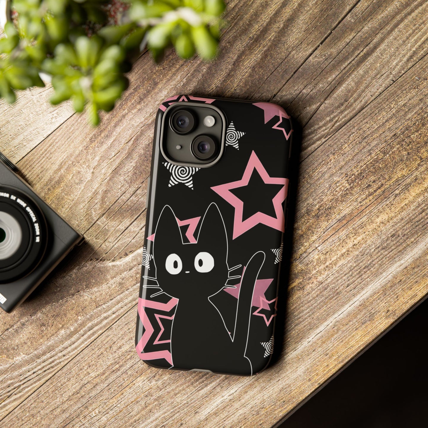 Cute Black Cat Phone Case - Kawaii Pastel Goth iPhone Cover