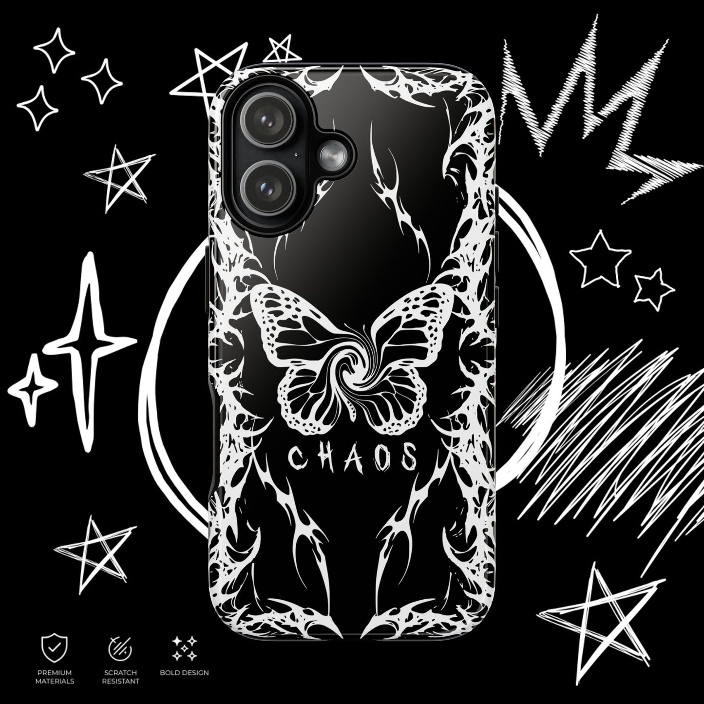 Chaos Butterfly Phone Case | Gothic Tribal Cover | NekoStyleStudio
