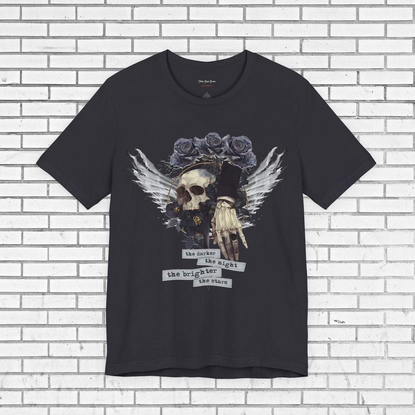 Gothic Skull Shirt - Dark Angel Skeleton Hand Graphic Tee