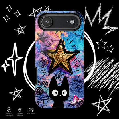 Black Cat Phone Case | Aesthetic Star Cover | NekoStyleStudio