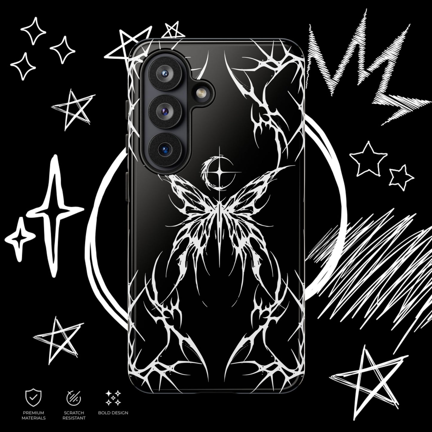 Gothic Butterfly Phone Case | Dark Tribal Goth | NekoStyleStudio