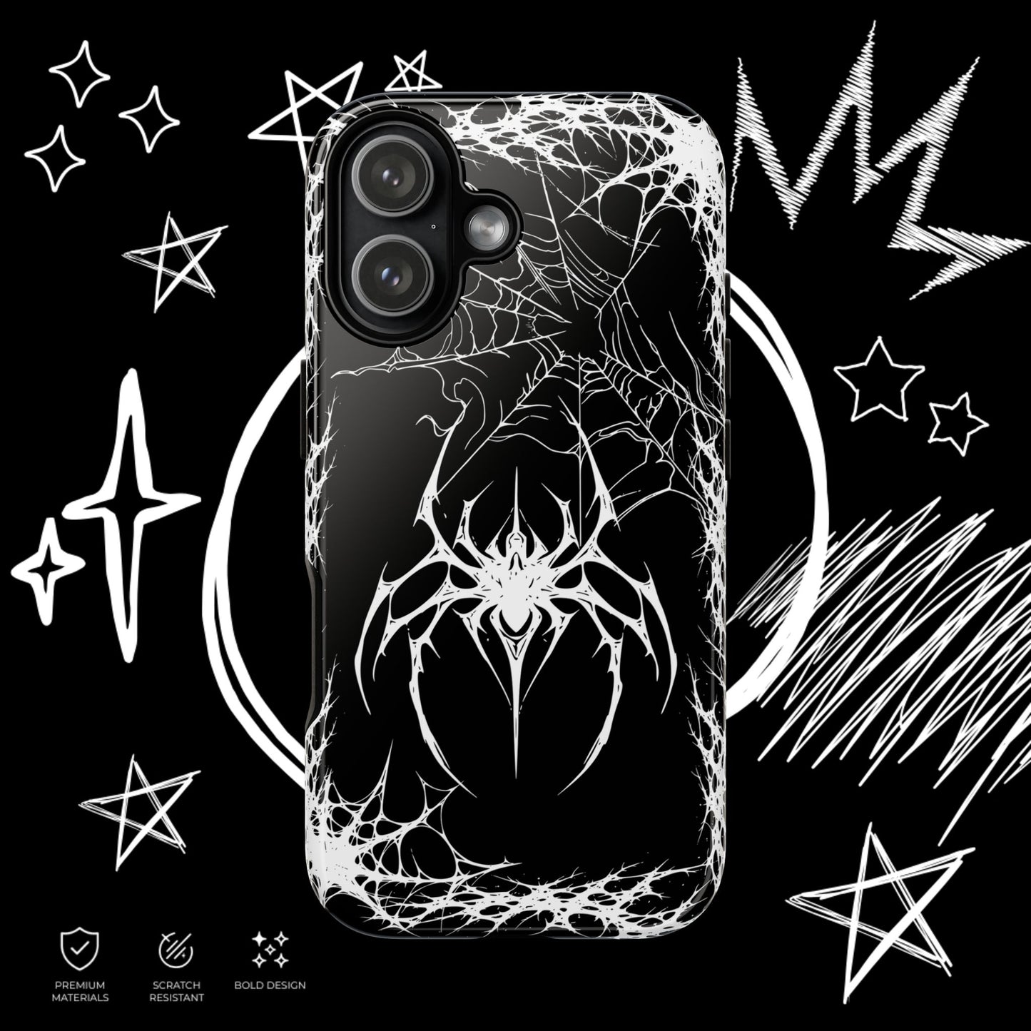 Gothic Spider Phone Case | Dark Aesthetic Web Design | NekoStyleStudio