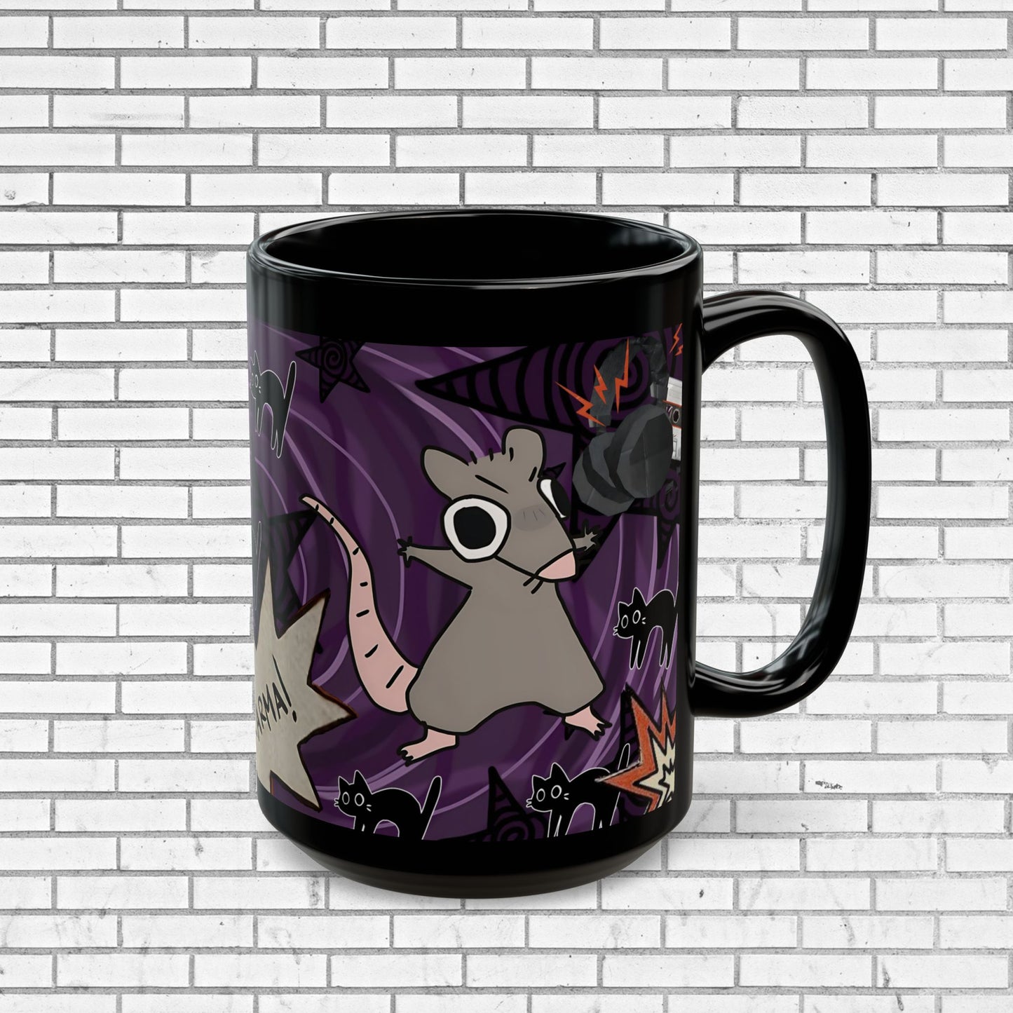 Dark Punk Rat Mug Spooky Cute Gothic Coffee Cup, Alt Art Mug, Emo Grunge Gift, Weirdcore Decor