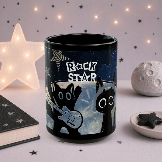 Rockstar Cat Mug — Grunge Space Coffee Cup