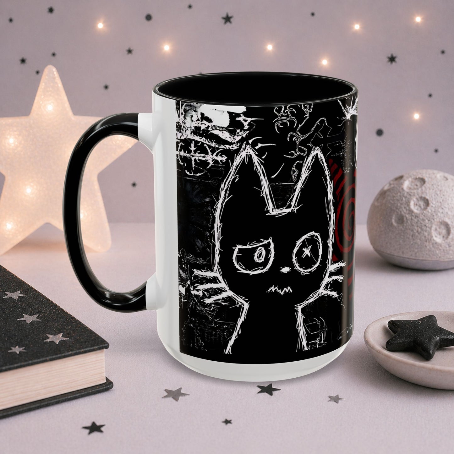 Dark Punk Cat Mug — Edgy Alt Ceramic Coffee Cup