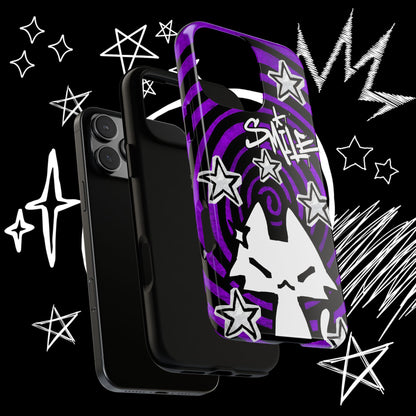 Dark Punk Phone Case | Purple Graffiti Kawaii Cat | NekoStyleStudio