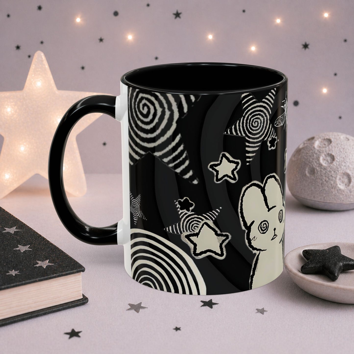 Trippy Grunge Cat Mug — Alt Weirdcore Ceramic Coffee Cup
