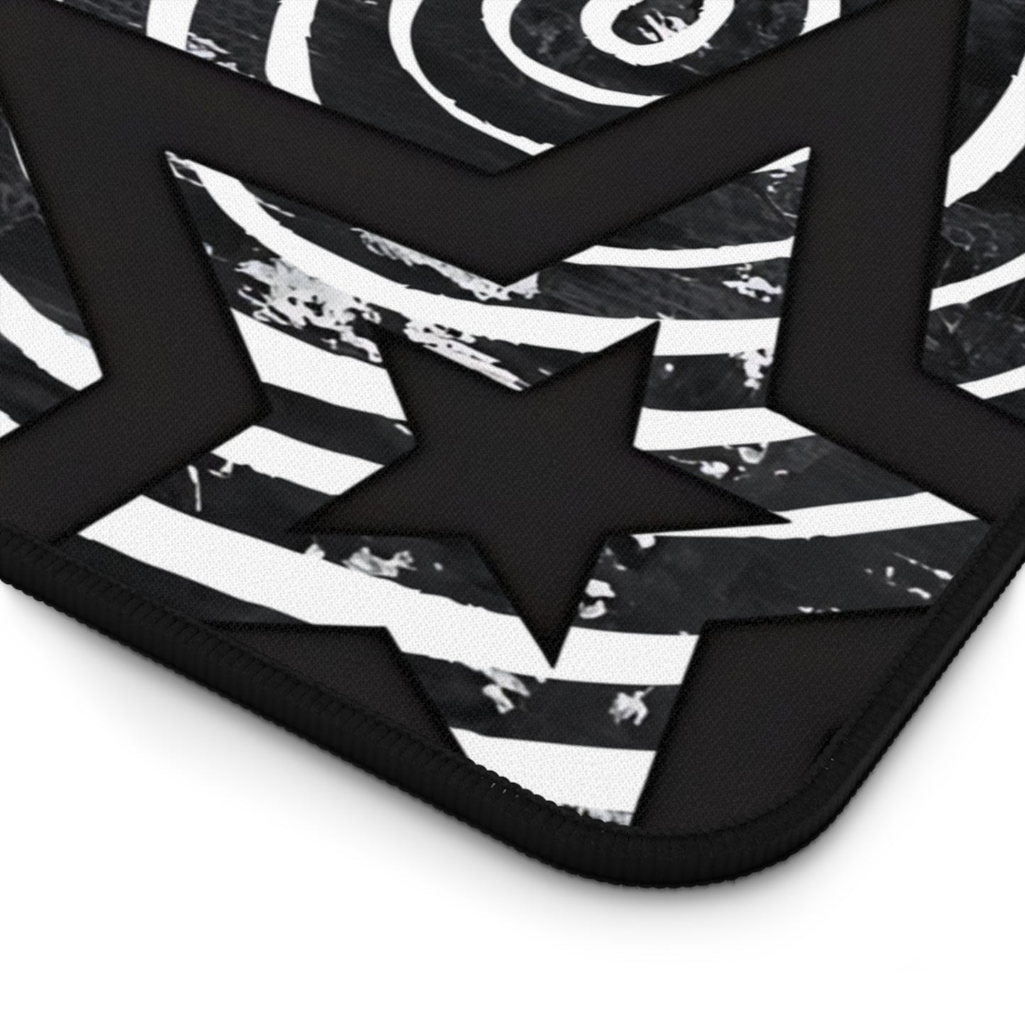 Dark Punk Cat Desk Mat Grunge Cat Mouse Pad Alt Aesthetic Desk Mat with Scribble Art, Spiral Eyes, Gothic Dark Gamer Gift Indie Setup