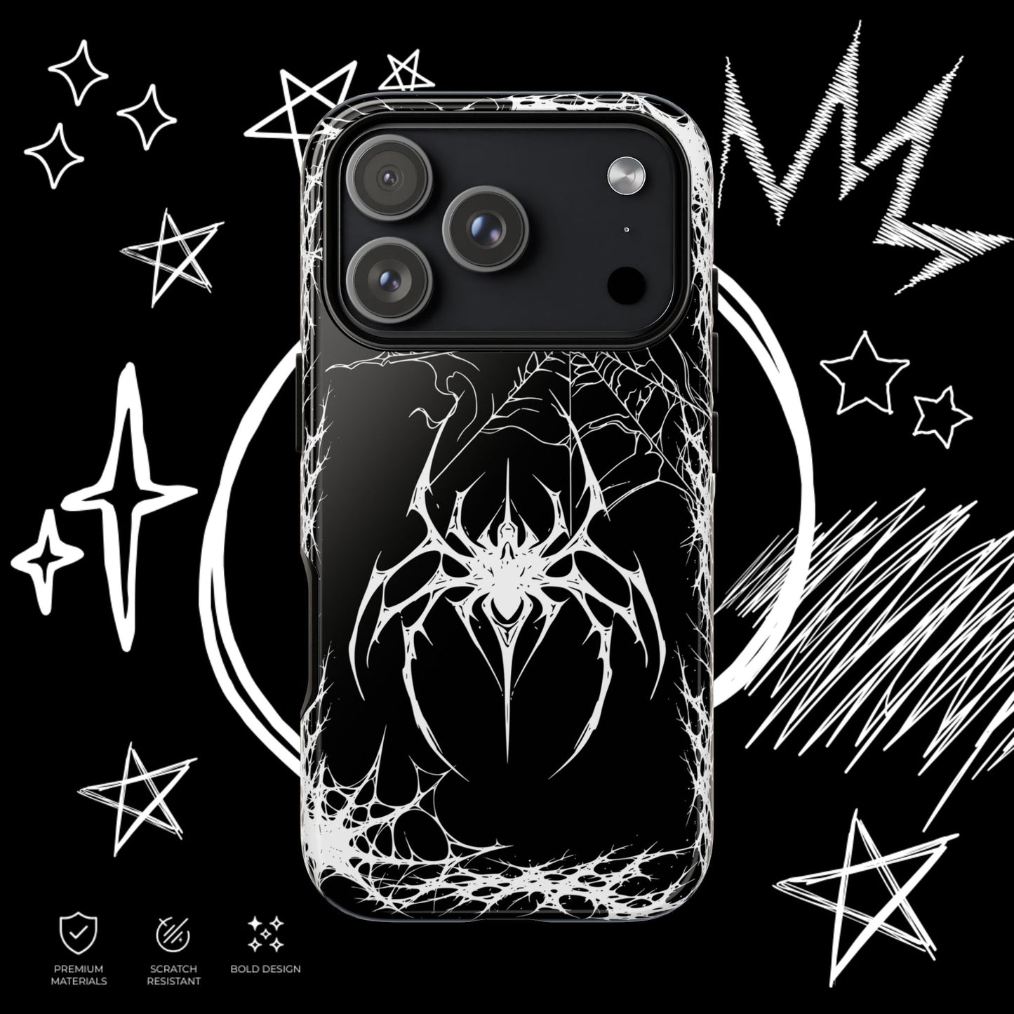 Gothic Spider Phone Case | Dark Aesthetic Web Design | NekoStyleStudio