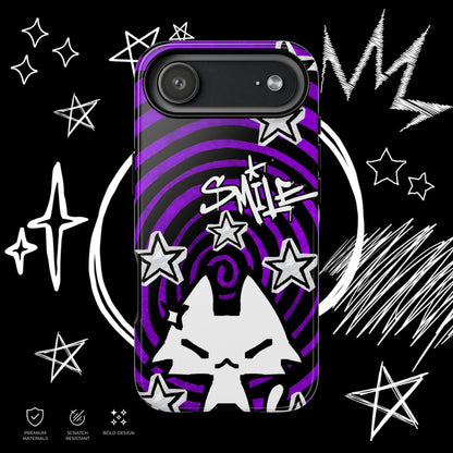 Dark Punk Phone Case | Purple Graffiti Kawaii Cat | NekoStyleStudio