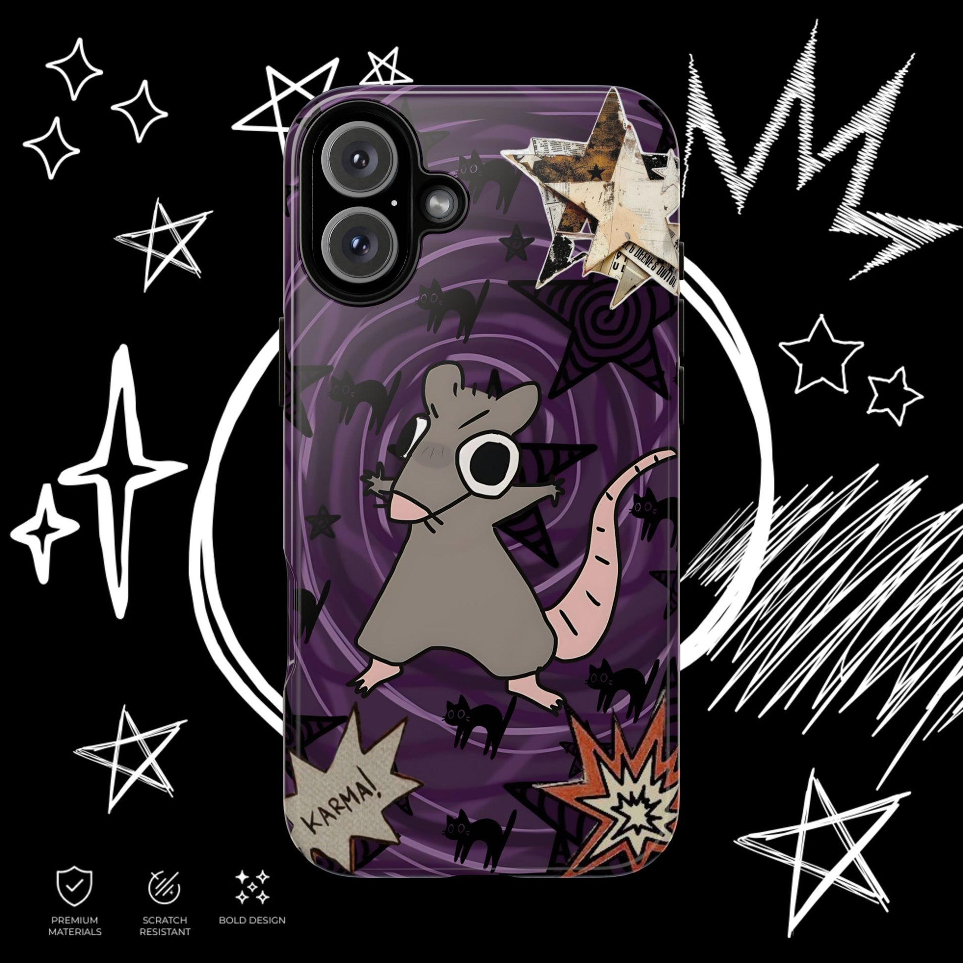 Karma Rat Phone Case – iPhone 17 – Glossy Finish | NekoStyleStudio