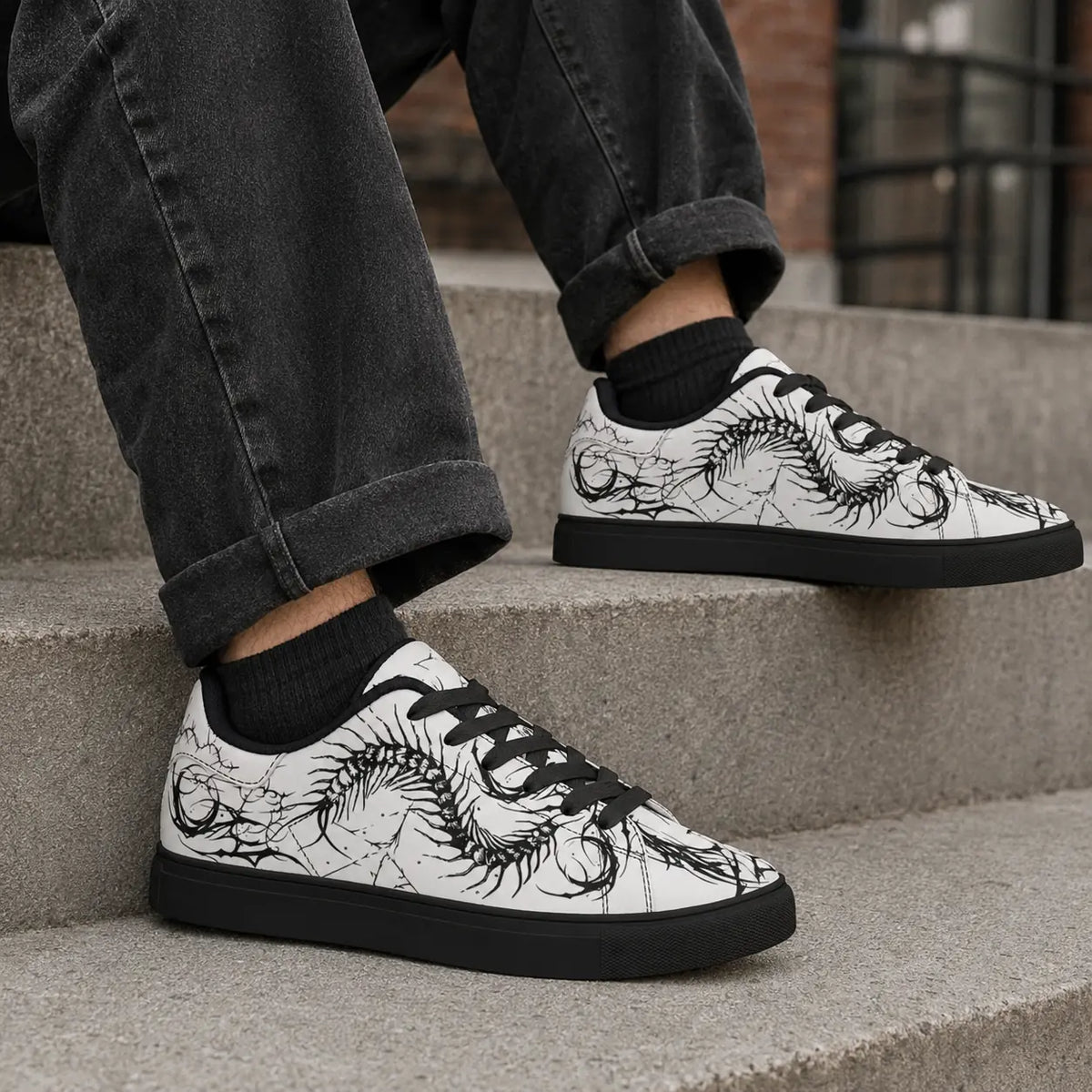 White Gothic Centipede Sneakers
