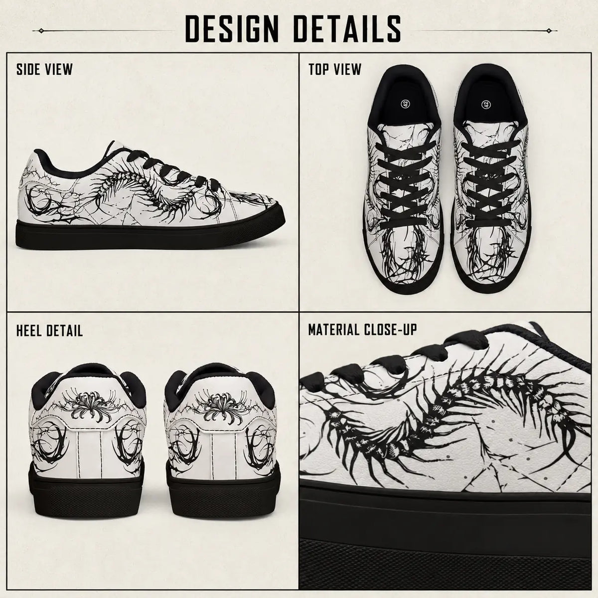 White Gothic Centipede Sneakers