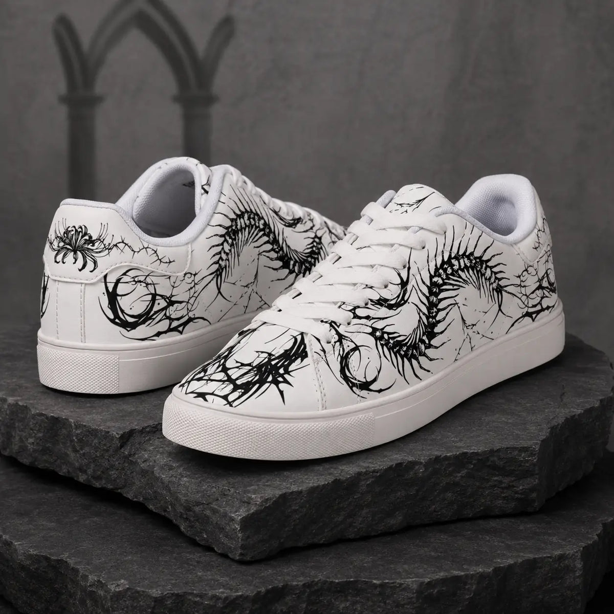 White Gothic Centipede Sneakers