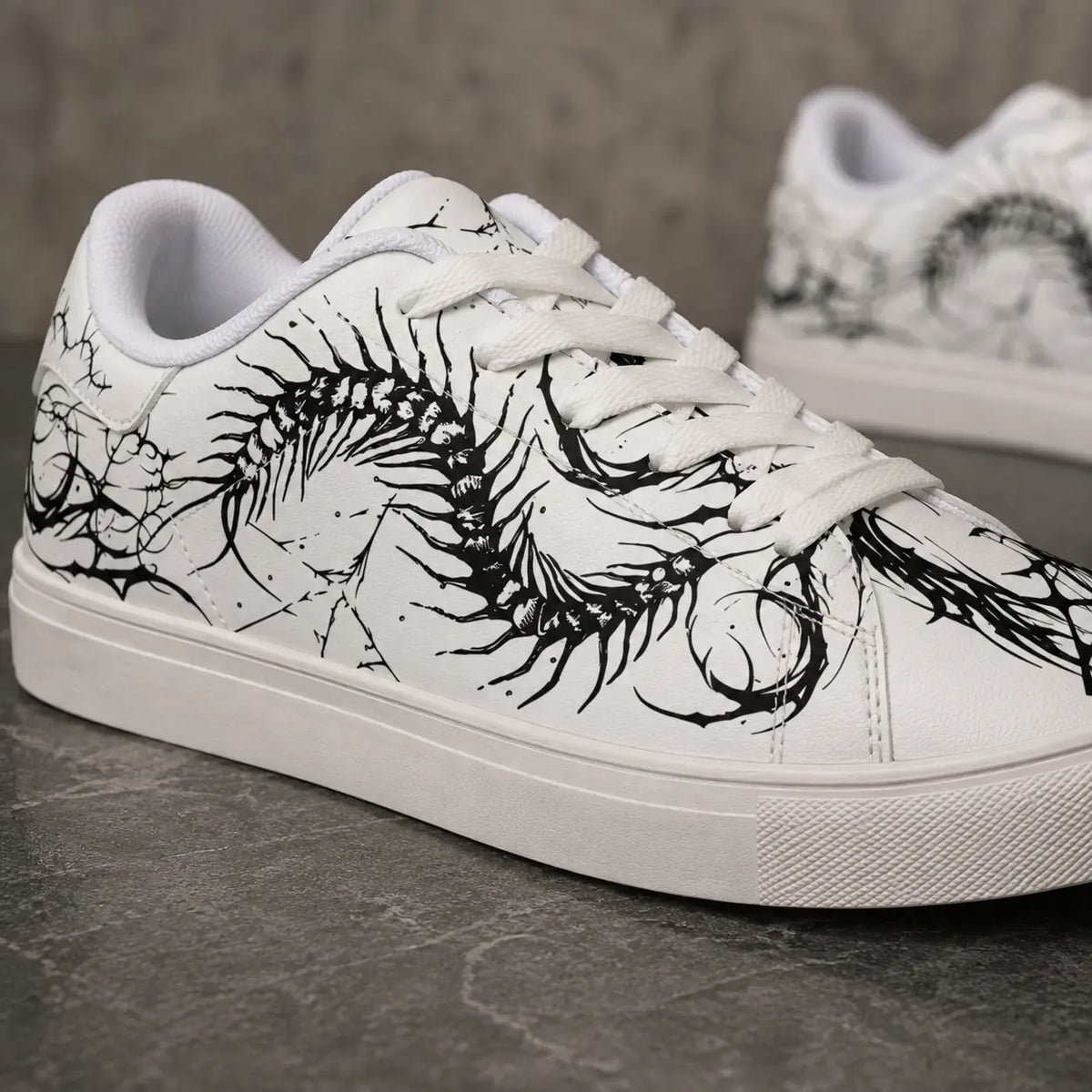 White Gothic Centipede Sneakers